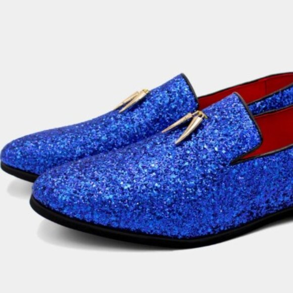 Gentleman's Guru Other - 💎 Blue Glitter Loafers Gold Tassels Size US8 Euro41
